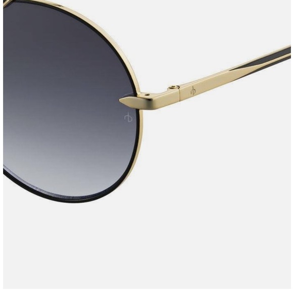 NEW🕶️RAG and BONE 59mm Round Metal Aviator Sunglasses Gold and Black - Picture 9 of 10